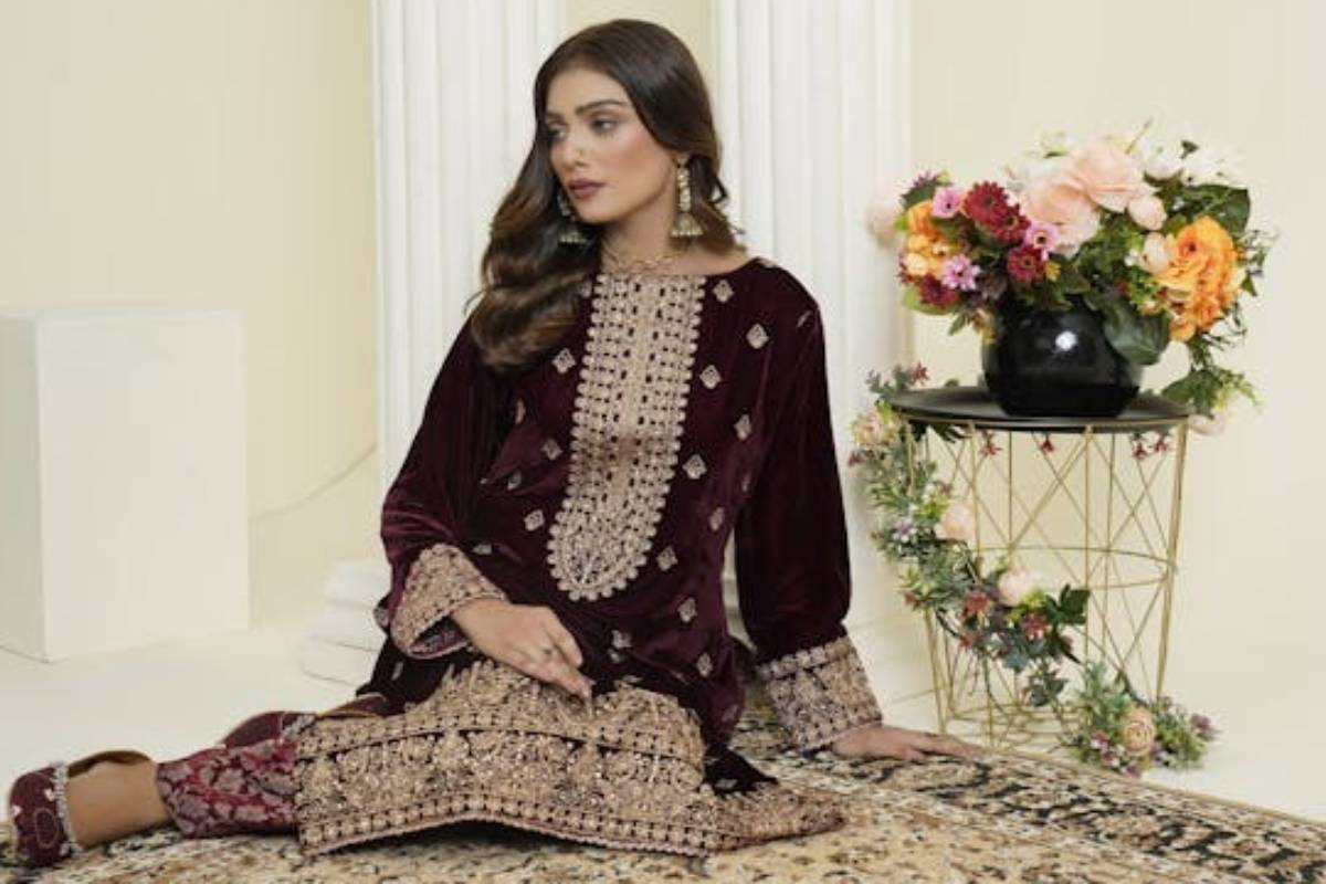 Velvet salwar suit Fashion